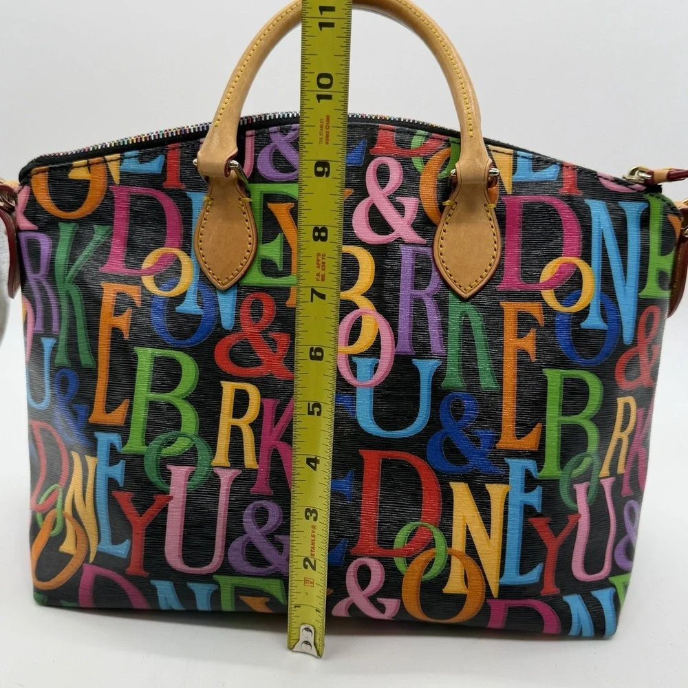 Dooney & Bourke Retro‎ Grafica Satchel Purse Bag Rainbow Zipper Black Dust Bag